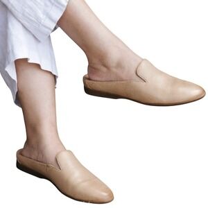 Dansko Lexie Tan Leather Mules Slip On Loafers Taupe Milled Womens US 7 EU 37